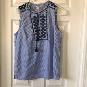 J. Crew sleeveless embroidered top